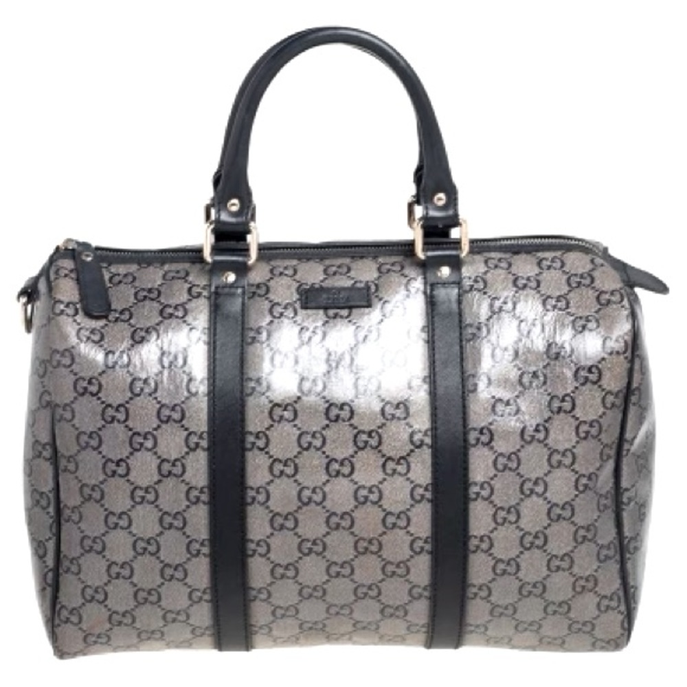 VINTAGE GUCCI | Grey/Black GG Crystal Canvas Medium Joy Boston Bag